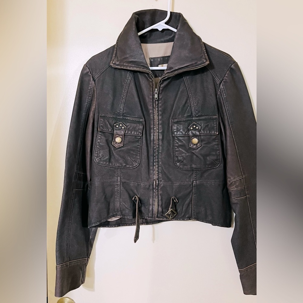 Brown leather jacket